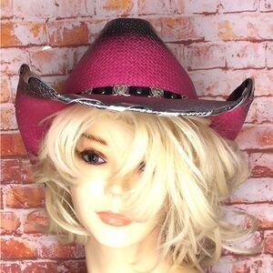 Leon Leather Co. Hot Pink and Silver Ombre The Desperado Collection Cowboy Hat